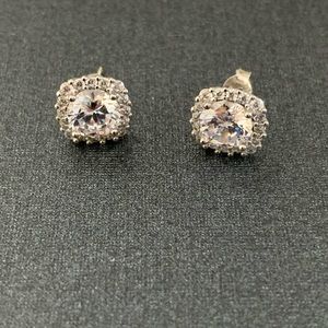 Square cubic zirconia earrings.